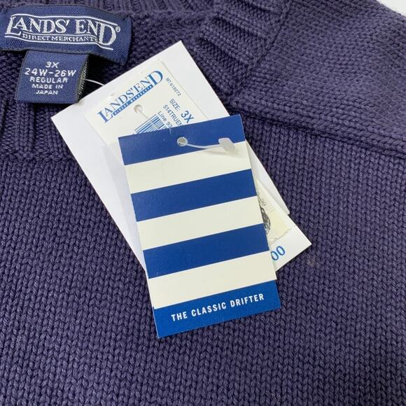 Vintage Lands End Sweater Women 3X Plus Navy The Classic Drifter Heavy Knit Crew - Picture 5 of 11